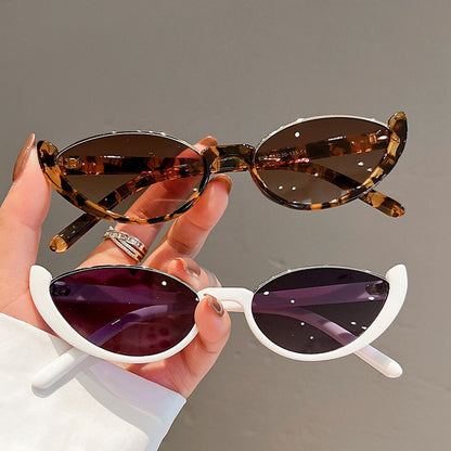 Beaira New Small Cat Eye Sunglasses Women Men Trendy Vintage Shades Eyewear Fashion Driving Cycling Sunglasses Half-frame Sun Glasses