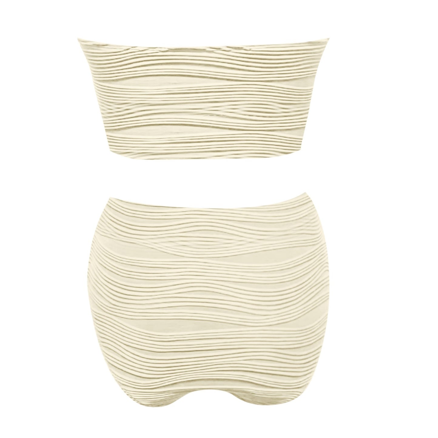 Beaira New Bandeau Swimsuit Women High Waist Two-Piece Swimwear Sexy Strapless Bikinis Sets Ladies Bathing Suit Solid Biquini