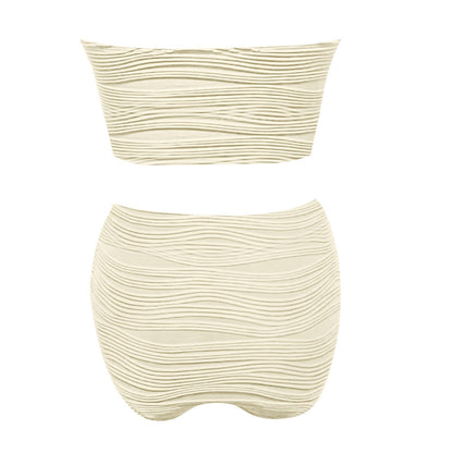 Beaira New Bandeau Swimsuit Women High Waist Two-Piece Swimwear Sexy Strapless Bikinis Sets Ladies Bathing Suit Solid Biquini