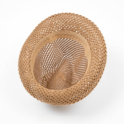 Beaira Unisex Summer Panama Hat Breathable Mesh Design Cotton-Polyester Material Compact Brim 58cm Head Circumference Jazz Cap