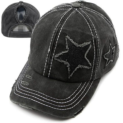 Beaira Retro Y2K Star Washed Denim Hole star Baseball cap Snapback Hats Autumn Summer fishing Hat Men Women Caps Casquette hats Gorras