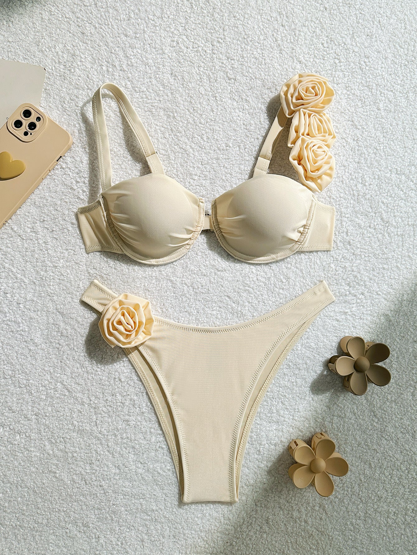 Beaira New Summer Bikini Set Women Swimsuit 3d Flower Designer Swimwear Backless Push Up Thong Bathing Suit Underwire Biquini