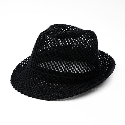 Beaira Unisex Summer Panama Hat Breathable Mesh Design Cotton-Polyester Material Compact Brim 58cm Head Circumference Jazz Cap