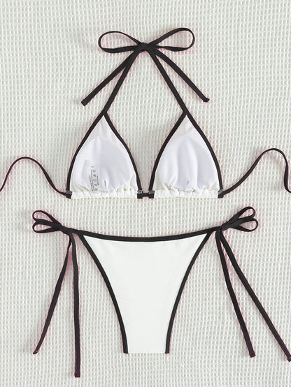 Beaira Summer white camisole bikini swimsuit set for swimming and beach photo shoot for women