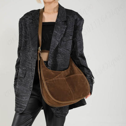Beaira Women Suede Crossbody Bag Leopard Print Shoulder Bag Tote Bag with Multi-Pocket Handbag Adjustable Strap Hobo Bag Messenger Bag