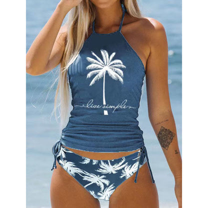 Beaira Women's Bathing Suit Coconut Drawstring Side High Neck Tankini Set Summer Beach Wear Cute Swimwear Fashion Swimsuit New