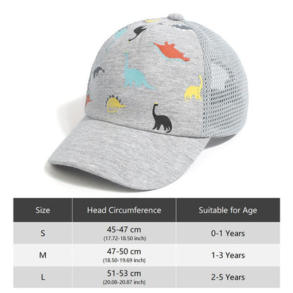 Beaira Printed Dinosaur Kids Sun Hat Toddler Baseball Hat for Baby Boys Girls Cap Age 0-5Y Sun Hat