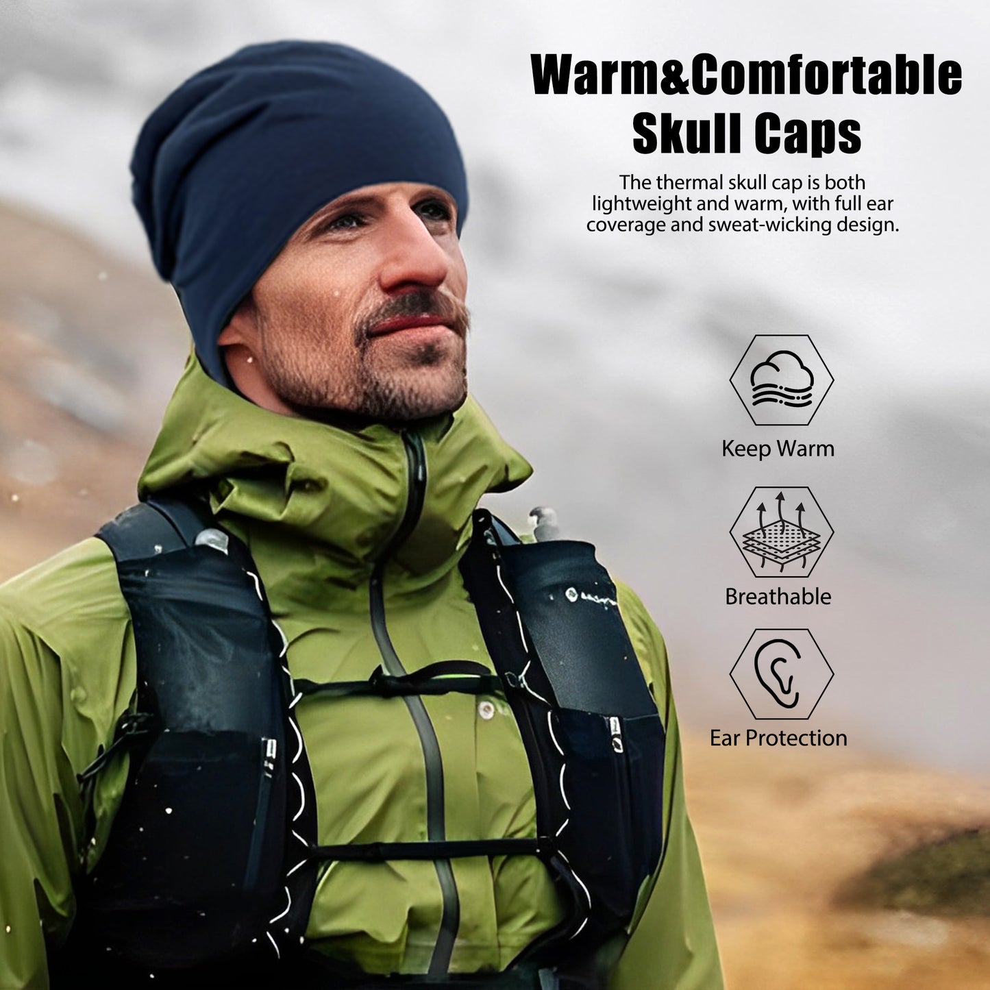 Beaira 1Pack Solid Color Unisex Men Women Slouchy Beanie Hip-Hop Soft Cotton Cap Lightweight Running Beanie Adult Dwarf Hat
