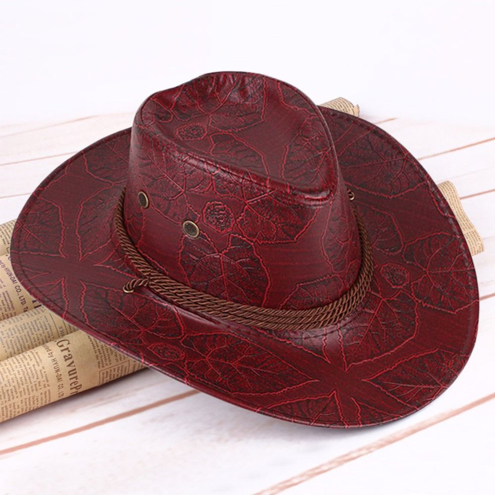 Beaira Leather Cowboy Hat Fashion Western Jazz Sun Visors Outdoor Summer Sun Hats Large Grassland Visors Men Women