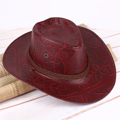 Beaira Leather Cowboy Hat Fashion Western Jazz Sun Visors Outdoor Summer Sun Hats Large Grassland Visors Men Women