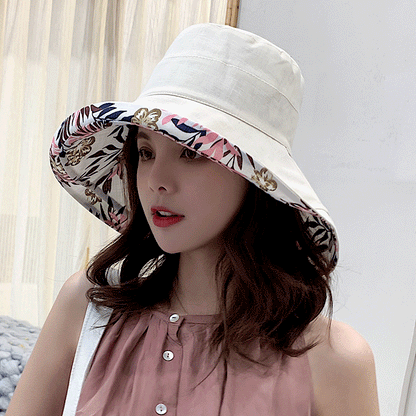 Beaira Women's Hat Bucket hat Panamanian Women Four Seasons Fisherman Hat Big Brim Hat Double-Sided Fisherman Hat Sun Visor Cap
