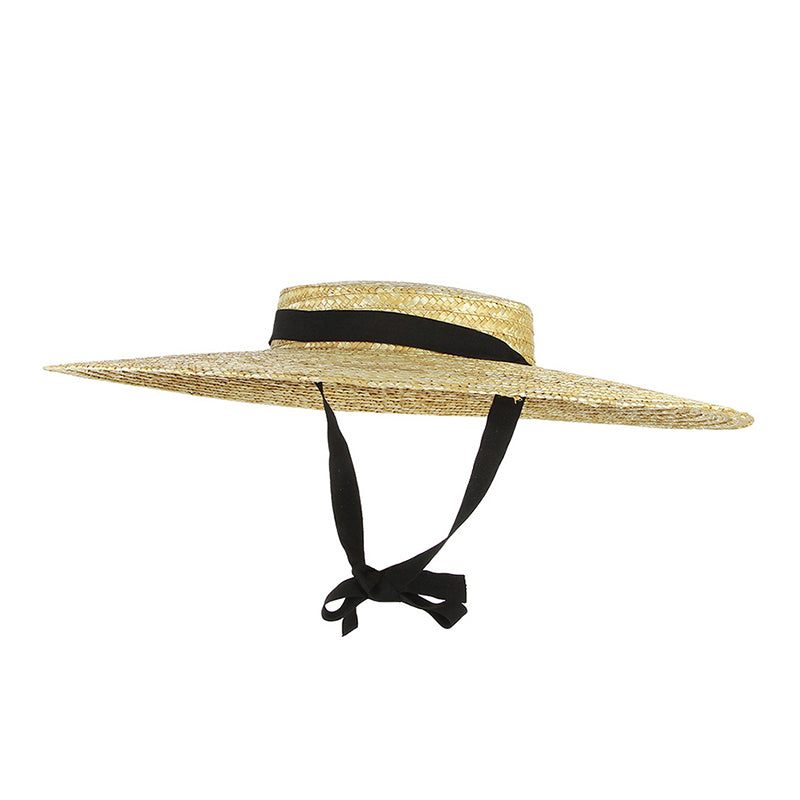 Beaira Wide Brim Straw Hat For Women Long Ribbon Ladies Beach Hat Summer Sun Visor Cap Flat Top Large Brim Tie Straw Straw Hat