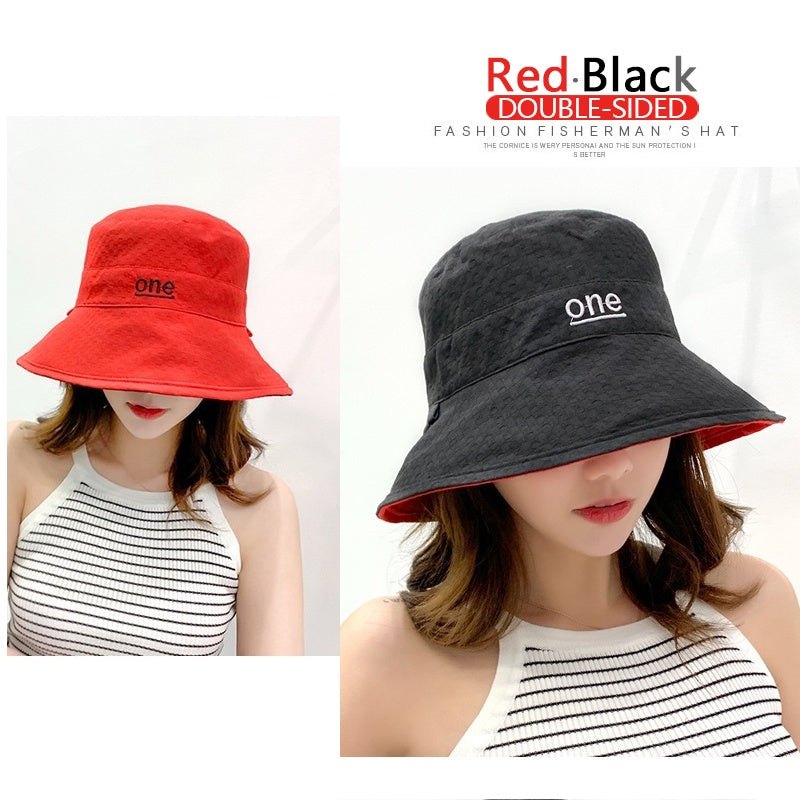 Beaira Womens ‘ONE‘ Letter Embroidery Double-Sided Cotton Bucket Hat