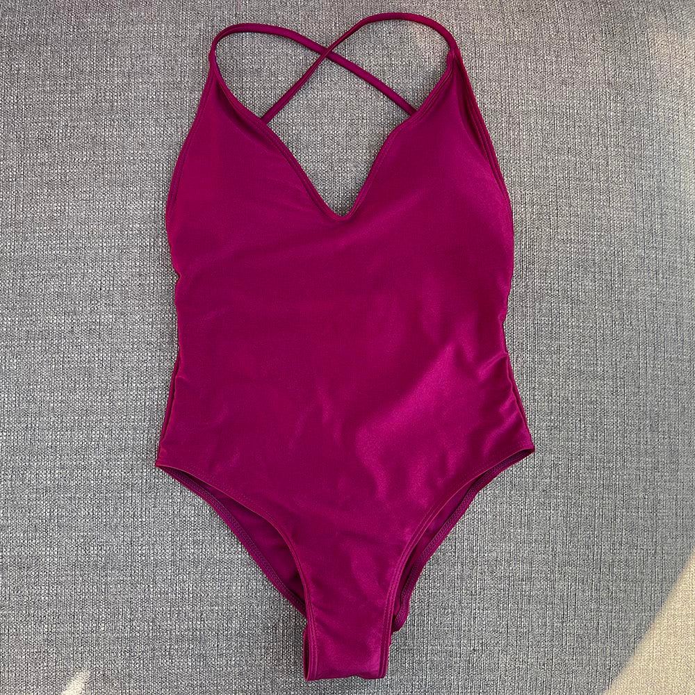Beaira Sexy Padded One Piece Swimsuit Women Swimwear Solid Bathing Suit Monokini Swimming Suit Summer Beachwear maillot de bain femme