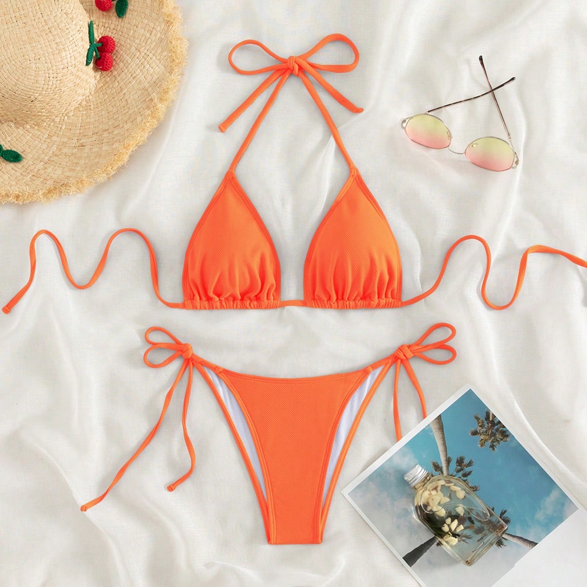 Beaira Summer orange split bikini set eye-catching sexy beach suitable for women swimming hot spring