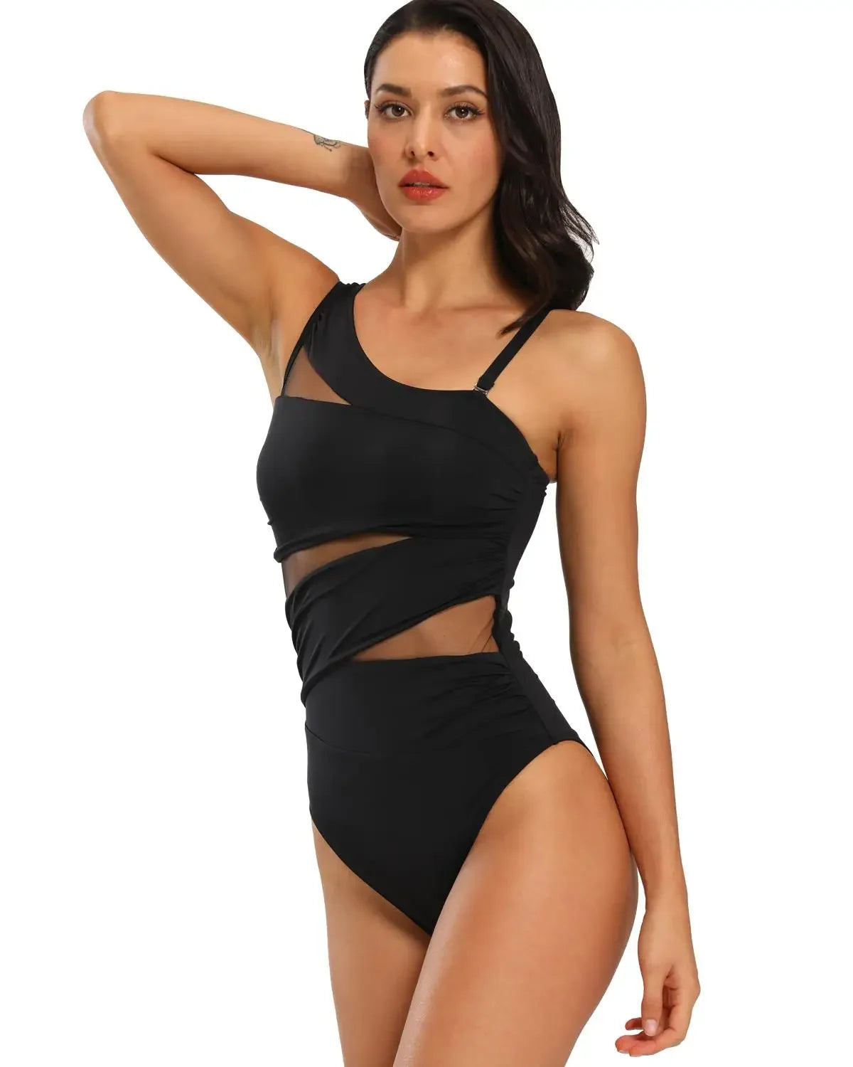 Beaira Women's Girls One Piece Swimsuits Tummy Control Swimwear Mesh Monokini Bathing Suits for Women Bikini