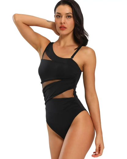 Beaira Women's Girls One Piece Swimsuits Tummy Control Swimwear Mesh Monokini Bathing Suits for Women Bikini