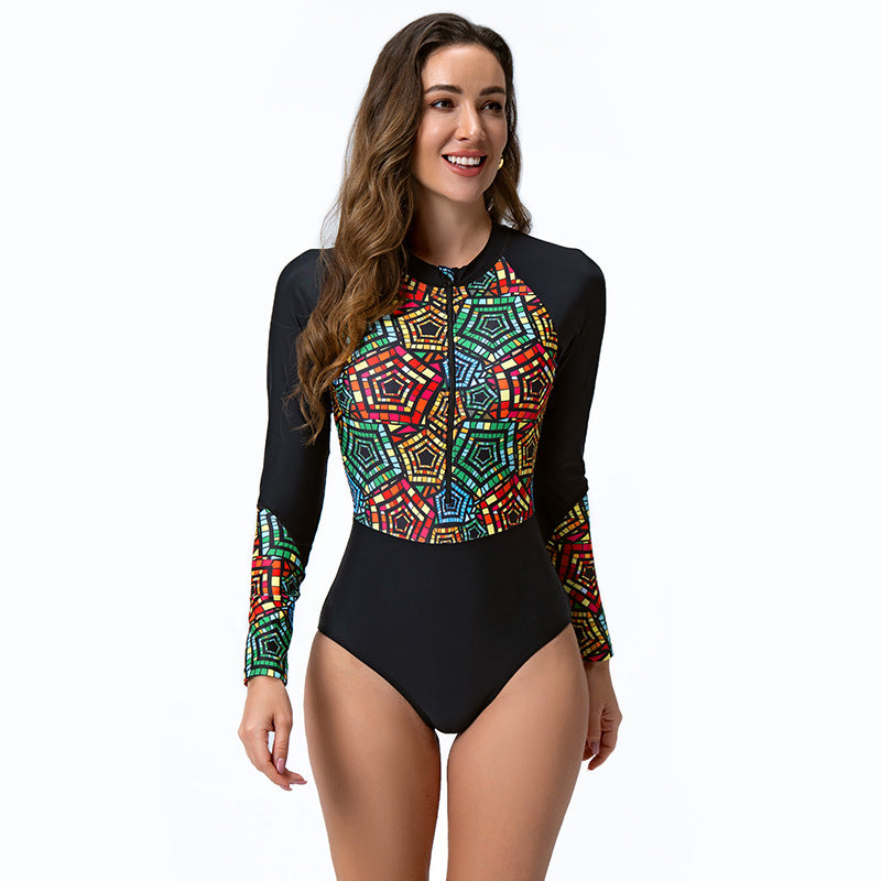 Beaira Woman Swimsuit Long-Sleeve Quick Dry Surfing Suit Adult Diving Clothes One-Piece Bathing Suit Women‘s Swimwear