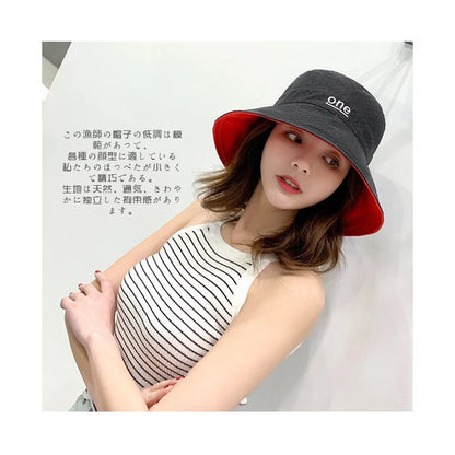 Beaira Fashion Letter Embroidery Reversible Design Cotton Bucket Hat For Women