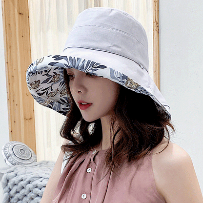 Beaira Women's Hat Bucket hat Panamanian Women Four Seasons Fisherman Hat Big Brim Hat Double-Sided Fisherman Hat Sun Visor Cap