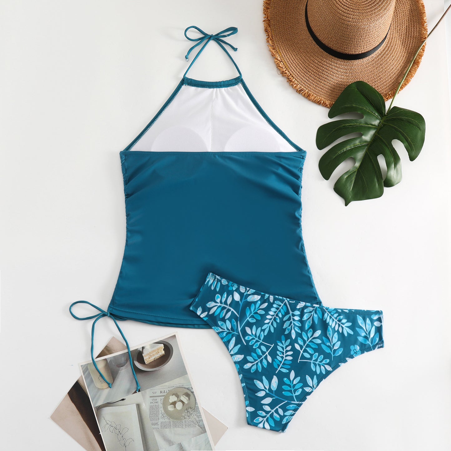 Beaira Women's Bathing Suit Coconut Drawstring Side High Neck Tankini Set Summer Beach Wear Cute Swimwear Fashion Swimsuit New