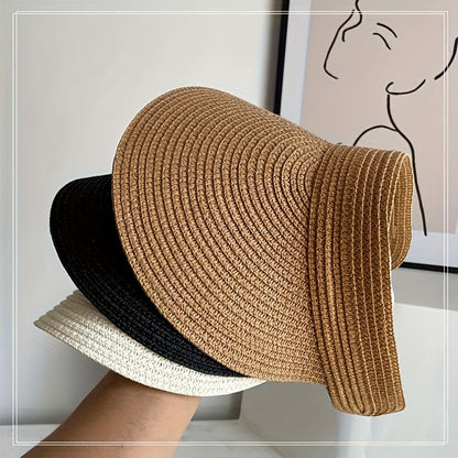 Beaira New spring sun hat for women's outdoor travel sun hat with large eaves and foldable roof beach straw hat