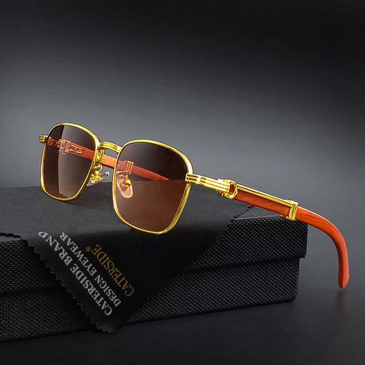 Beaira New Square Retro Sunglasses Man Wooden Metal Frame Women Sun Glasses Business Outdoor Eyewear Gift Summer Style