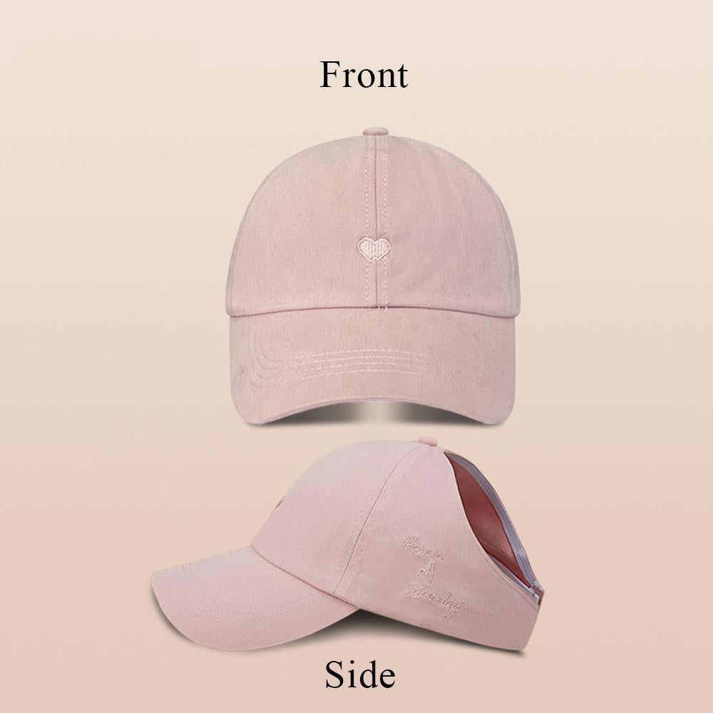 Beaira Children Girls Ponytail Baseball Caps Sun Hats Baseball Caps Adjustable Solid Color Love Heart Designs Peaked Caps Hat