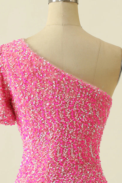 Sexy Bodycon Sequin One Shoulder Homecoming Dresses