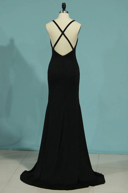 Sexy Open Back Party Dresses Spaghetti Straps Spandex Mermaid