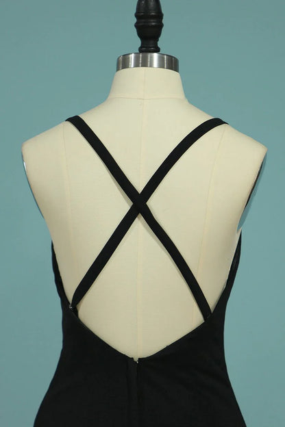 Sexy Open Back Party Dresses Spaghetti Straps Spandex Mermaid