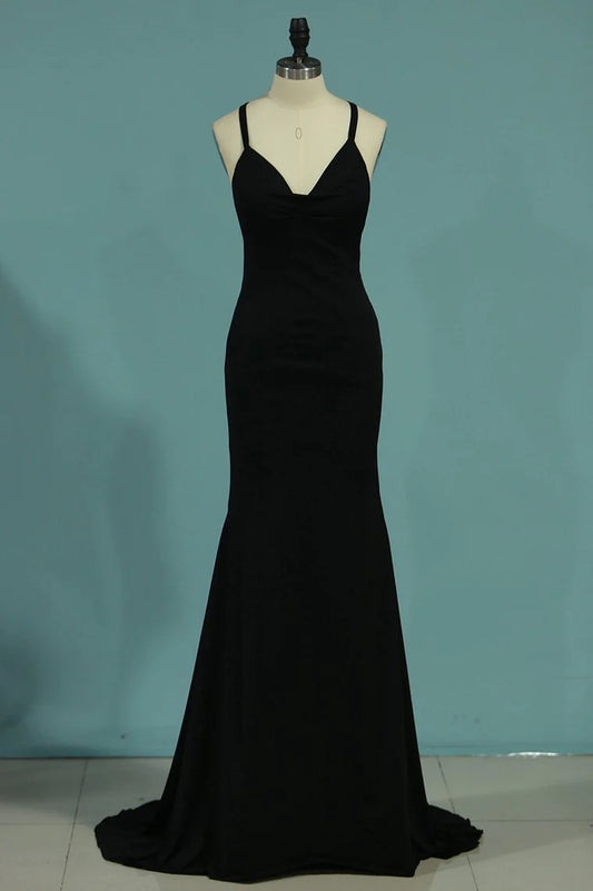 Sexy Open Back Party Dresses Spaghetti Straps Spandex Mermaid