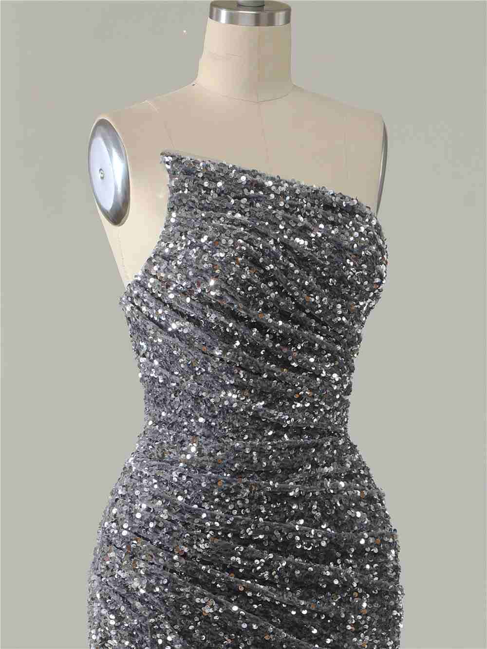 Mermaid Strapless Split Prom Dress With Detachable Sleeves