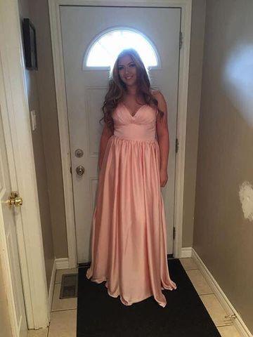 V Neck Spaghetti Straps Ruffles Floor Length Prom Dresses With Slit