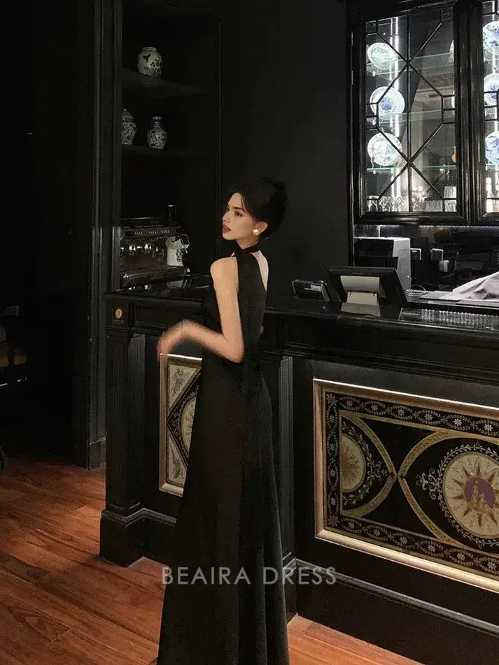 Beaira Elegant Sexy A Line One Shoulder Black Floor Length Prom Dresses Birthday Dress formal wear dresses