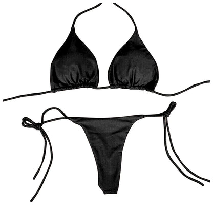 Beaira Sexy Women Bikini Lingerie Set Side Tie Swimsuit T--back Low Rise Thong Bandage Style Brazilian Swimwear Soft Solid Underwear