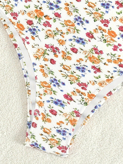 Beaira Women s Floral Print Strapless Backless Bikini Swimsuit for Summer Beach Pool Party Vacation Swimwear Bathing Suit