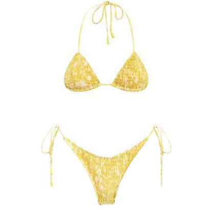 Beaira Sexy Micro Bikini Side Tie Thong Two-Piece Swimwear Halter Swimming Suit For Women Floral Print Biquini Ladies Bathing Suit