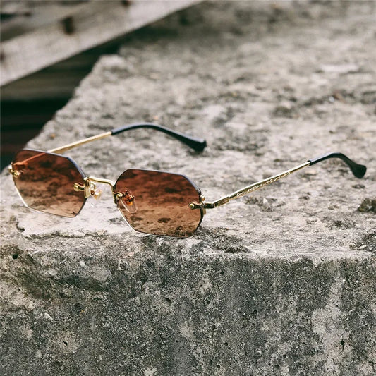 Beaira Vintage Rimless Polygon Sunglasses Women Men Luxury Brand Designer Popular Travel Small Frame Sun Glasses Ladies