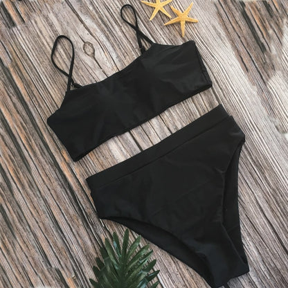 Beaira New Split Swimwear Sexy Hollow Out Bikini Set Backless Solid Color Swimsuit Set For Woman Girl