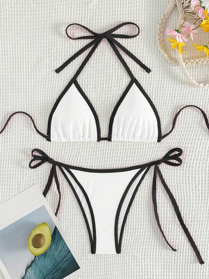 Beaira Summer white camisole bikini swimsuit set for swimming and beach photo shoot for women