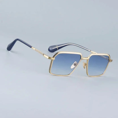 Beaira Classical Square Alloy Sunglasses Male Gradient Red Designer Japan Style Handmade Acetate Arm Eyeglasses UV400 Lenses