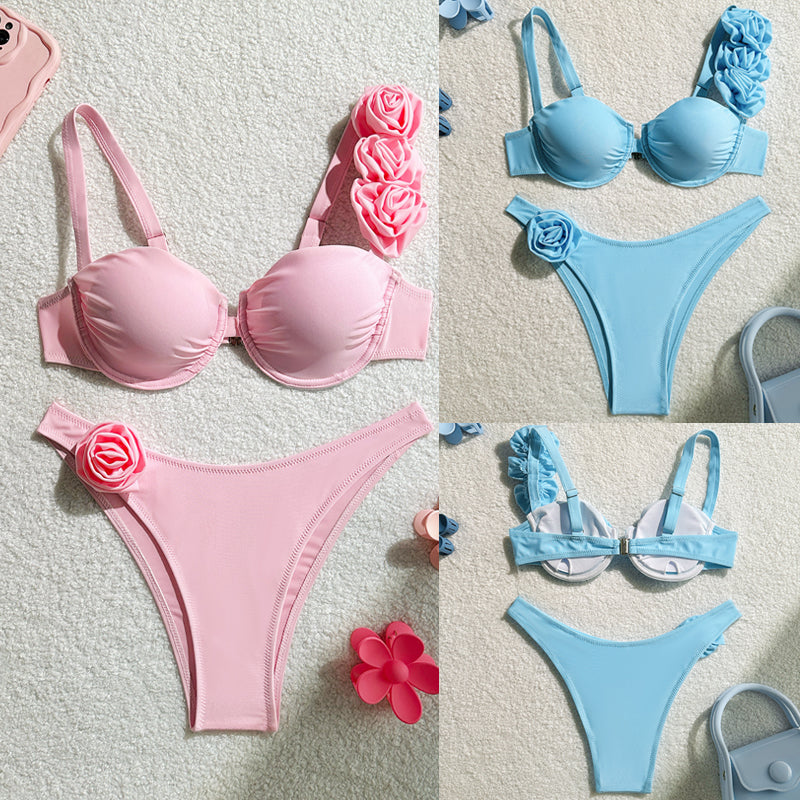 Beaira New Summer Bikini Set Women Swimsuit 3d Flower Designer Swimwear Backless Push Up Thong Bathing Suit Underwire Biquini
