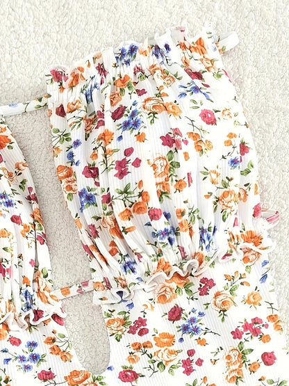 Beaira Women s Floral Print Strapless Backless Bikini Swimsuit for Summer Beach Pool Party Vacation Swimwear Bathing Suit
