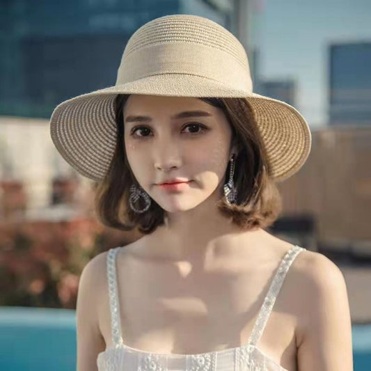 Beaira New Summer Women Sun Hat Casual Fashion Bowtie Fisherman Hat Straw Hat with Bow Ribbon Travel Beach Hat