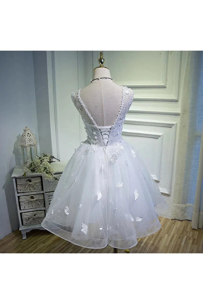 Short Sleeveless A Line Homecoming Dresses With Appliques