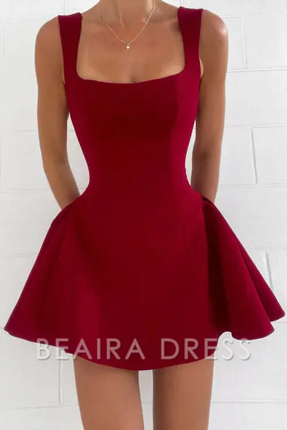 Beaira Simple Romance You Flare ball Mini Dress New Arrivals - Red