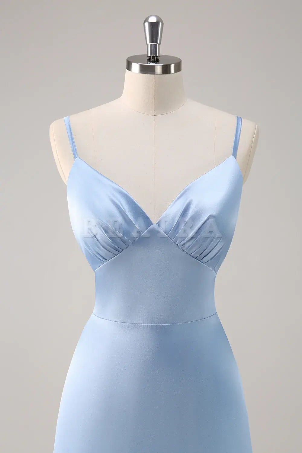 Beaira Sky Blue A Line V Neck Spaghetti Straps Ruffle Satin Bridesmaid Dress Bridesmaid dress shop