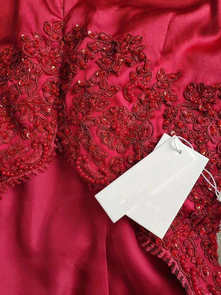 V Neck Satin Prom Dresses Lace Criss Cross Mermaid Evening Dresses