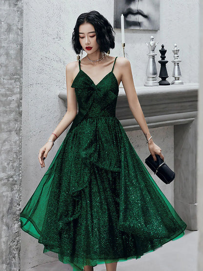 Sparkle Short Sequins Cocktail Dress V Neck Tulle Backless Homecoming Dresses